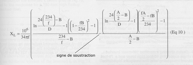 Formule pour déterminer l'inductance réactive d'une bobine d'induction monocouche.