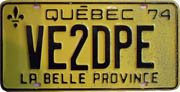 Plaque d'immatriculation automobile radioamateur au Québec, Canada.
